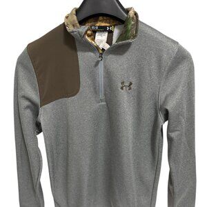 Under Armour Gray Camo 1/4 Zip Fleece Pullover Sweatshirt Size Medium Hunting